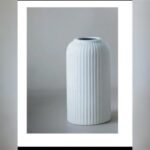 Ribbed Pipe Ceramic Vase for Flowers, Pampas Grass, or Live Plants | Decorative Home & Office Centerpiece Gift – No Flowers- (White, 6 Inch)