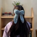 Handmade Crochet Hair Bow Clip – Soft Knit Ribbon Hair Accessory for Women & Girls