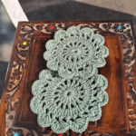 Handmade Crochet Floral Coaster Set (Set of 2) | Sage Green Aesthetic Coasters | Premium Table Decor