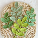 Handmade Crochet Green Leaf Stems | Knitted Artificial Leaves | DIY Bouquet Add-On | Custom Flower Arrangement | Home Decor Craft Supply
