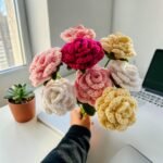 Handmade Pastel Crochet Rose Bouquet