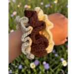 Handmade Crochet Ruffle Scrunchie – Neutral Tone