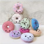 Handmade Crochet Donut Keychain for Women & Kids | Cute Kawaii Food Charm | Soft Yarn Amigurumi Key Ring | Bag Pendant Accessory | Gift Item | 1 Piece