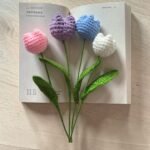 Handmade Crochet Tulip Stems – Pastel Shades