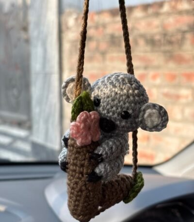 Handmade crochet koala car hanging