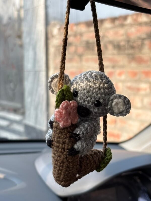 Handmade crochet koala car hanging