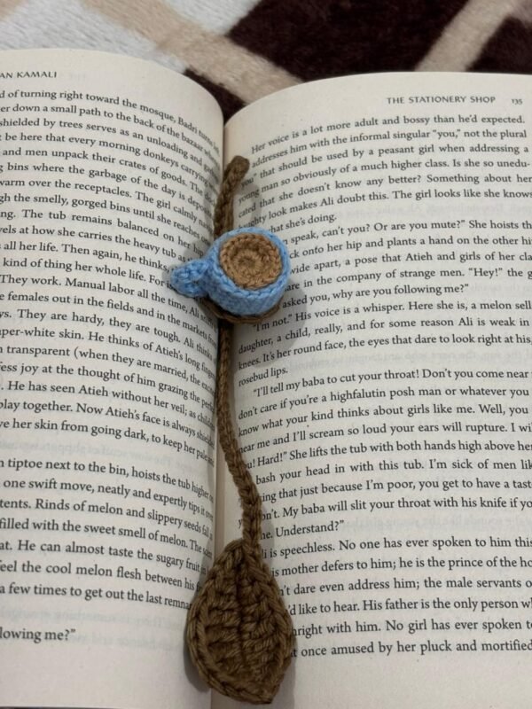 Handmade crochet coffee cup bookmark