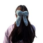 Handmade Crochet Hair Bow Clip – Soft Knit Ribbon Hair Accessory for Women & Girls - Image 4