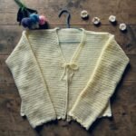 Handmade crochet cream cardigan for women with tie front design