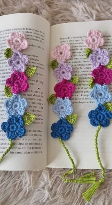 crochet flower bookmark handmade