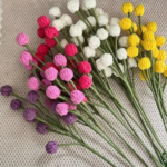 Handmade Crochet Billy Ball Flower Stems | Knitted Pom Pom Flowers | Colorful Filler Flowers for Bouquet | DIY Floral Arrangement Add-On | Home Decor Craft