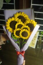 Handmade Crochet Sunflower Bouquet – Forever Flower Gift | Knitted Sunflower Arrangement - Image 4