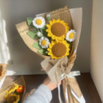Handmade Crochet Sunflower & Daisy Bouquet | Artificial Forever Flower Bouquet | Aesthetic Gift for Her, Birthday, Anniversary & Home Decor