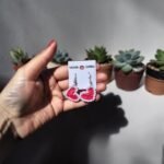 Handmade Crochet Heart Earrings for Women, Red and White Heart Dangle Earrings, Cute Romantic Jewelry Gift