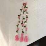 Handmade Crochet Floral Hair Vine with Tassels for Women & Girls | Boho Flower Hair Accessory / Dupatta Latkan | Aesthetic Pink & White Design