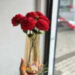 Handmade Crochet Rose Bouquet with Vase & Pebble Stones (6 Stems) | Forever Flowers Gift | Home Decor | Anniversary & Valentine Special