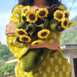 Handmade Crochet Sunflower Baby Blanket | Soft Knitted Floral Baby Wrap | Cozy Newborn Blanket | Aesthetic Baby Gift