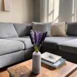 Elegant White Ceramic Vase with 10 Artificial Lavender Stems – Modern Decorative Flower Arrangement for Home, Office & Table Décor