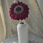 Handmade Crochet Burgundy Dahlia-Style Flower  | Elegant Yarn Flower Home Décor